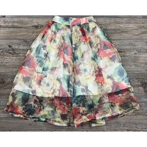 Akira Chicago Black Label Multicolor Bright Floral Full Skirt Small Coquette